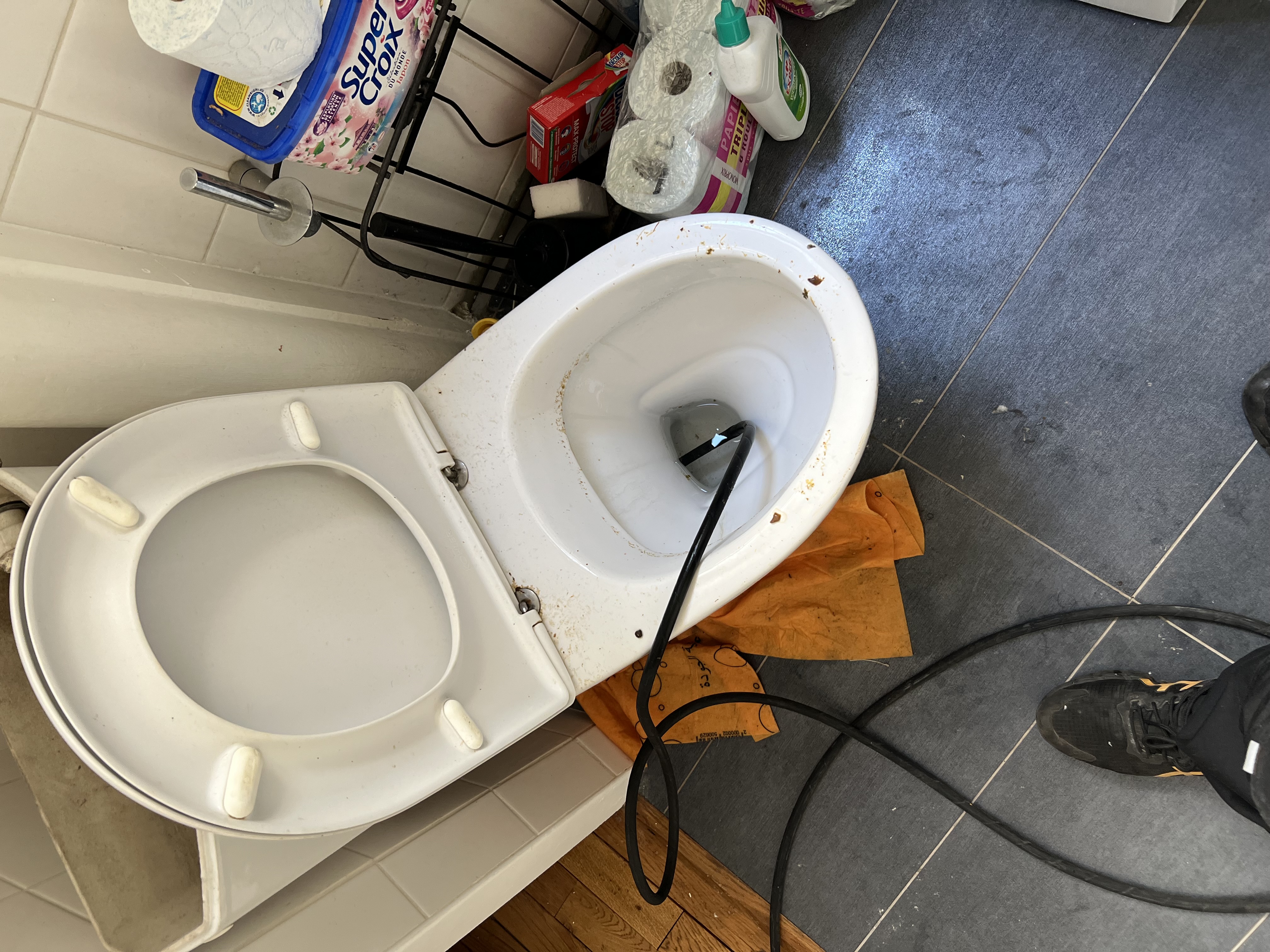 Canalisation débouchée après intervention furet électrique artisan assainissement 77
